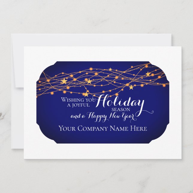 Elegant Dark Blue For Business Custom  Holiday Card (Front)