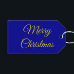 Elegant Dark Blue & Gold Gift Tags<br><div class="desc">This elegant gift tag is here to help you with your gift-giving efforts.  You don't like the colours?  No problem.  You can change the background,  the message,  and how the letters appear.  Merry Christmas. By Sharon Lee Hudson.</div>