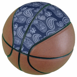 Elegant dark blue paisley pattern basketball