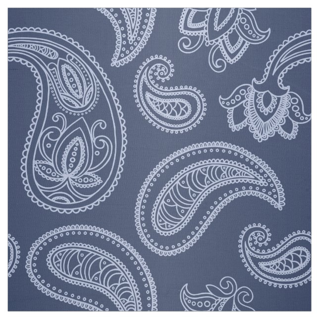 Elegant dark blue paisley pattern fabric (Swatch)