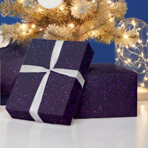 Elegant dark blue purple glitter pattern festive wrapping paper