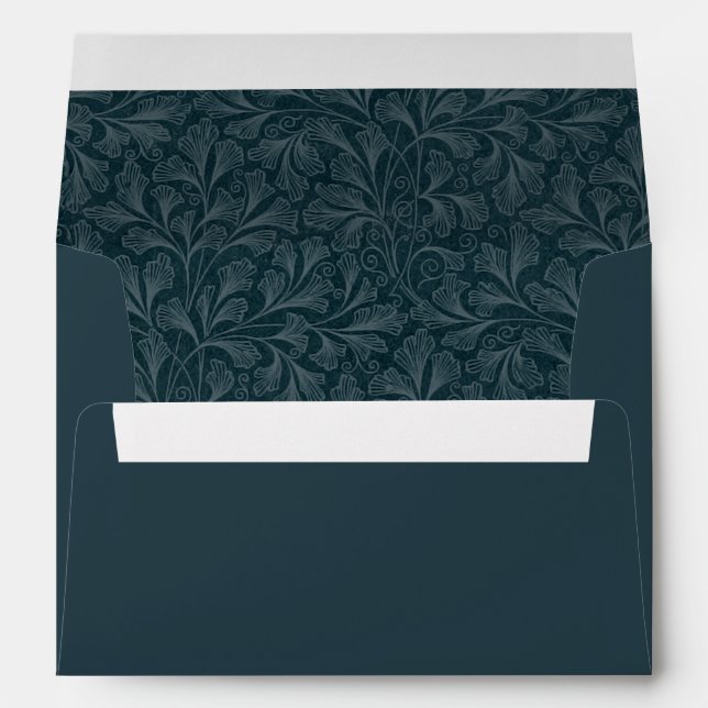 Elegant dark blue vintage floral design  envelope (Back (Bottom))