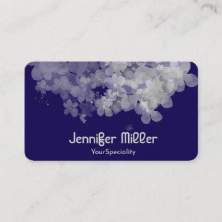 Elegant dark blue watercolor floral business card