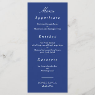 Elegant Dark Blue Wedding Menu