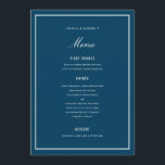 Elegant Dark Blue Wedding Menu Card<br><div class="desc">perfect for any event; border colour and thickness is editable</div>