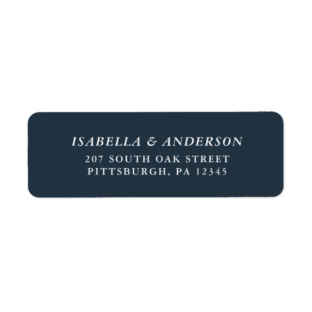 Elegant Dark Blue Wedding Return Address Label (Front)