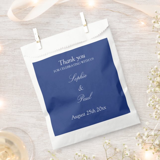 Elegant Dark Blue Wedding Thank You Favour Bags (Clipped)