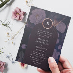 Elegant Dark Boho Floral Arch Rose Gold Wedding Invitation<br><div class="desc">Elegant Dark Boho Floral Arch Rose Gold Wedding Invitation</div>