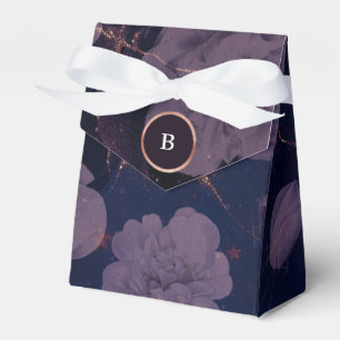 Elegant Dark Boho Floral Purple Rose Gold Wedding Favour Box