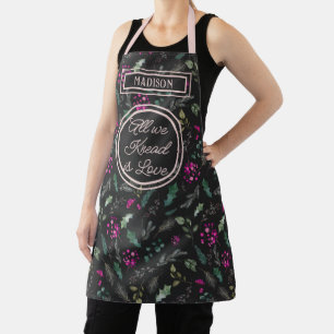 Elegant Dark Boho Winter Botanicals  Apron