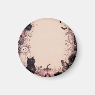 Elegant Dark Botanical Halloween Party Magnet