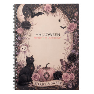 Elegant Dark Botanical Halloween Party Notebook
