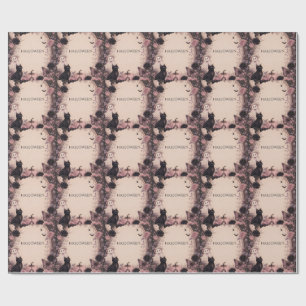 Elegant Dark Botanical Halloween Party Wrapping Paper