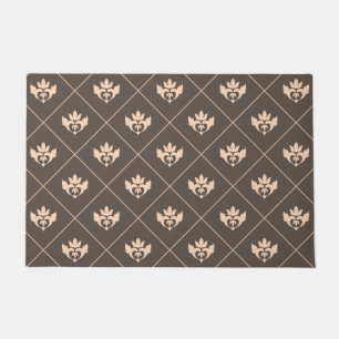 Elegant Dark Brown Beige Ivory Ornament Pattern Doormat