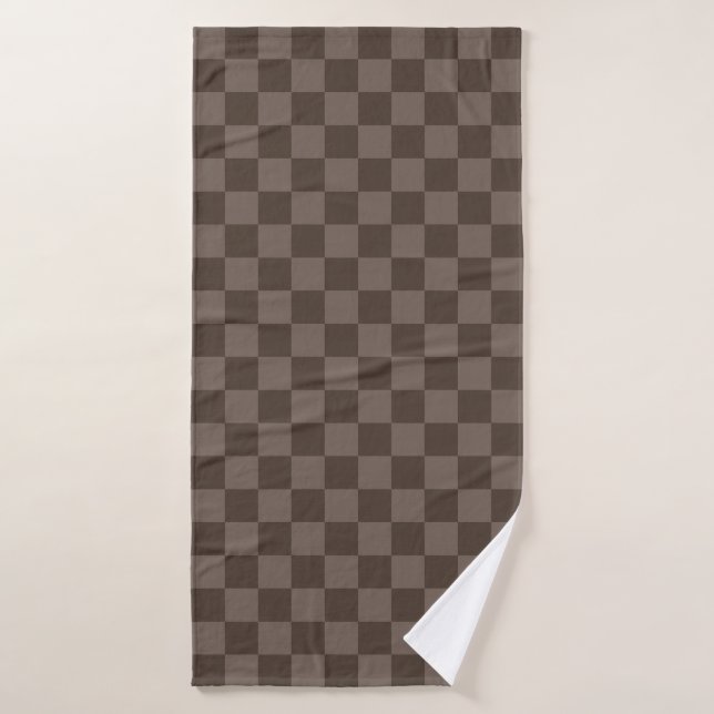  Elegant Dark Brown Chequerboard Bath Towel Set (Bath Towel)