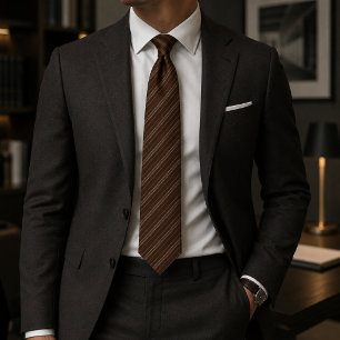 Elegant Dark Brown Diagonal Striped Tie
