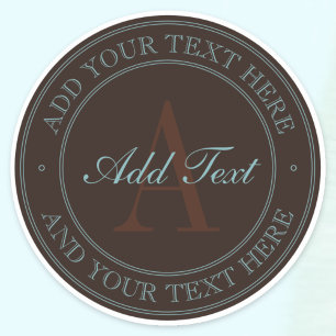 Elegant Dark Brown & Light Teal Monogram Vinyl