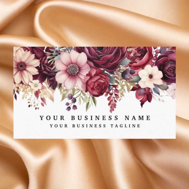 Elegant dark Burgundy Flowers Business Cards (Creator Uploaded)