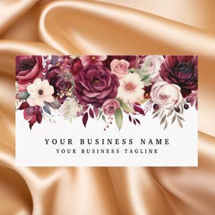 Elegant dark Burgundy Flowers Business Cards