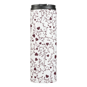 Elegant Dark Burgundy Heart Vine Filigree Pattern Thermal Tumbler