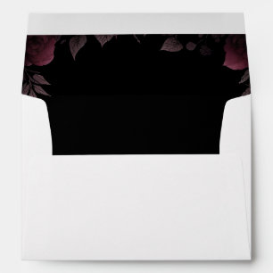 Elegant Dark Burgundy Roses Black Envelope