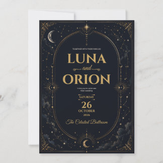 Elegant Dark Celestial Wedding Invitation