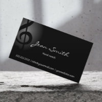 Elegant Dark Clef Vocal Coach Business Card