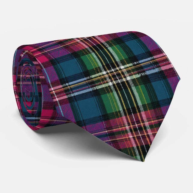 Elegant Dark Colors Plaid Gingham Pattern Tie (Rolled)