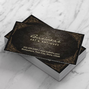 Elegant Dark Damask Art & Antique Dealer Business Card