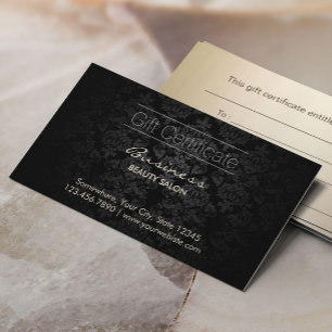 Elegant Dark Damask Beauty Salon Gift Certificates