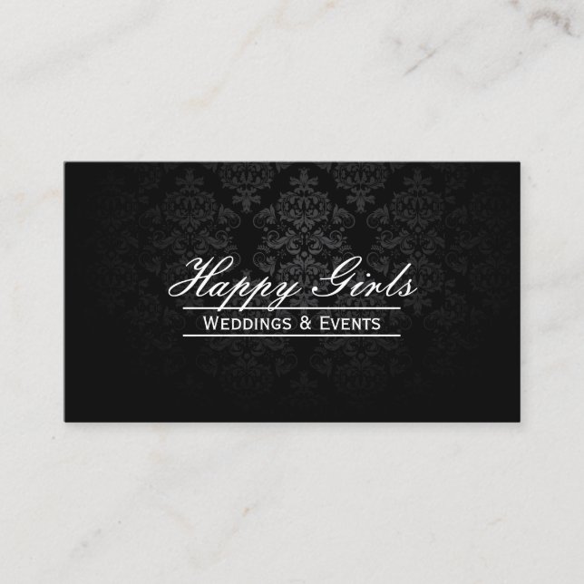 Elegant Dark Damask Wedding Planner Business Cards (Front)