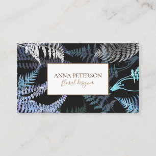 Elegant Dark Fern Leaves Botanical Business Card