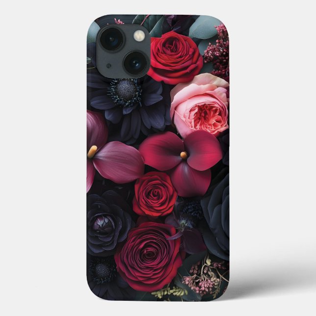 Elegant Dark Floral Arrangement Featuring Roses  Case-Mate iPhone Case (Back)