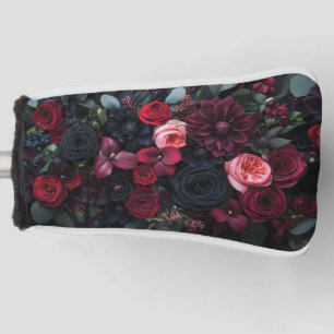 Elegant Dark Floral Arrangement Featuring Roses  Golf Head Cover