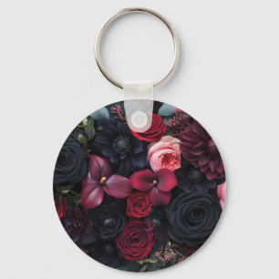 Elegant Dark Floral Arrangement Featuring Roses  Key Ring