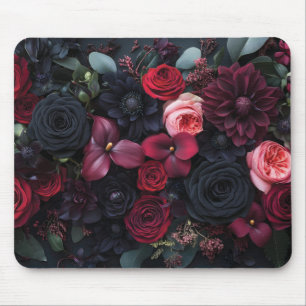 Elegant Dark Floral Arrangement Featuring Roses Mouse Mat