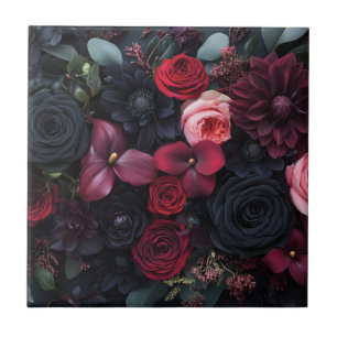 Elegant Dark Floral Arrangement Featuring Roses  Tile