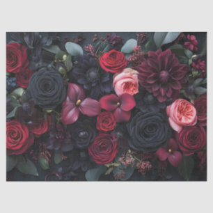 Elegant Dark Floral Arrangement Featuring Roses  Tissue Paper