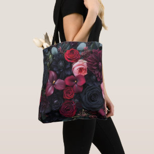 Elegant Dark Floral Arrangement Featuring Roses  Tote Bag