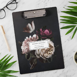 Elegant Dark Floral Bouquet Personalised Clipboard