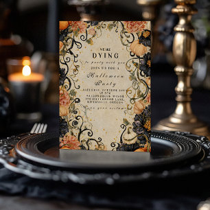 Elegant Dark Floral Halloween Party Invitation