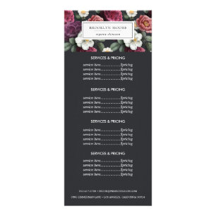 Elegant Dark Floral Logo   Pricing Services Rack Card