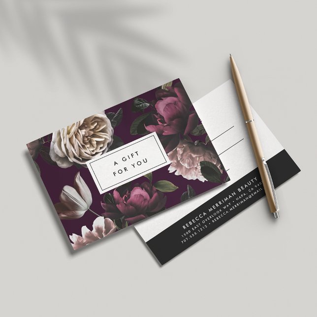Elegant Dark Floral on Plum | Gift Certificate (Creator Uploaded)