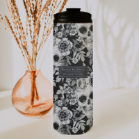 Elegant Dark Floral Skulls on Black Personalised