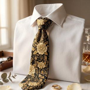 Elegant Dark Floral Tie
