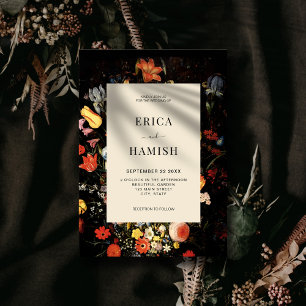Elegant Dark Floral Wedding Invitation
