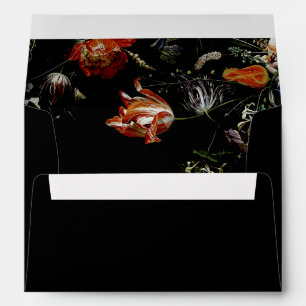 Elegant Dark Floral Wedding Monogram Envelope