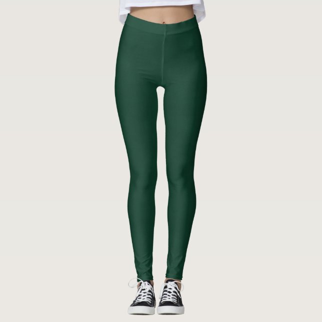 Elegant Dark Forest Green  Leggings (Front)