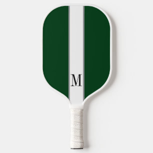 Elegant Dark Forest Green Monogram Personalised Pickleball Paddle