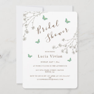 Elegant Dark Gold Butterfly Bridal Shower Invitation